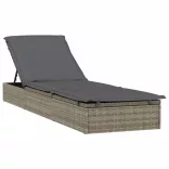 1 db szürke polyrattan napozóágy asztallal