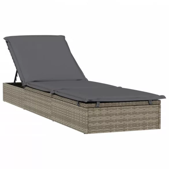 1 db szürke polyrattan napozóágy asztallal