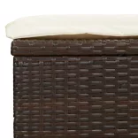 barna polyrattan napozóágy összecsukható tetővel 213x63x97 cm