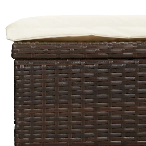 barna polyrattan napozóágy összecsukható tetővel 213x63x97 cm