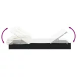fekete polyrattan napozóágy összecsukható tetővel 213x63x97 cm