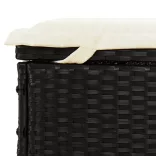 fekete polyrattan napozóágy összecsukható tetővel 213x63x97 cm