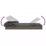 szürke polyrattan napozóágy összecsukható tetővel 213x63x97 cm