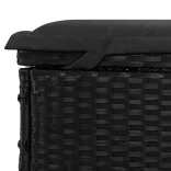 fekete polyrattan napozóágy összecsukható tetővel 213x63x97 cm