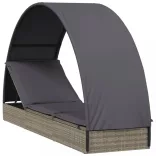 szürke polyrattan napágy kerek tetővel 211 x 57 x 140 cm