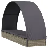 szürke polyrattan napágy kerek tetővel 211 x 57 x 140 cm