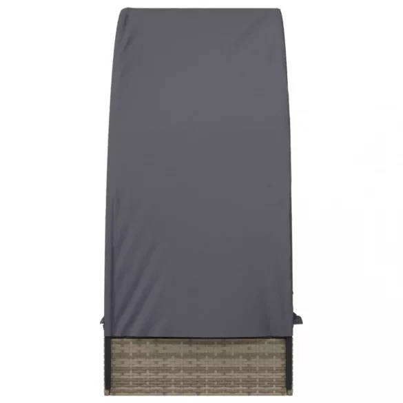 szürke polyrattan napágy kerek tetővel 211 x 57 x 140 cm