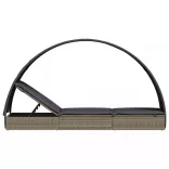 szürke polyrattan napágy kerek tetővel 211 x 57 x 140 cm