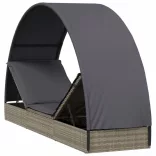 szürke polyrattan napágy kerek tetővel 211 x 57 x 140 cm
