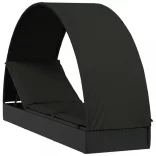 fekete polyrattan napágy kerek tetővel 211 x 57 x 140 cm