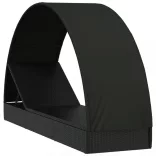 fekete polyrattan napágy kerek tetővel 211 x 57 x 140 cm