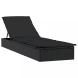 fekete polyrattan napágy kerek tetővel 211 x 57 x 140 cm