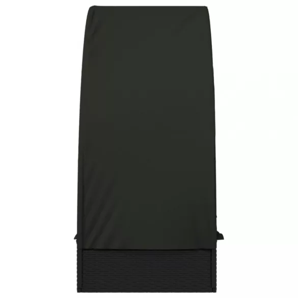 fekete polyrattan napágy kerek tetővel 211 x 57 x 140 cm