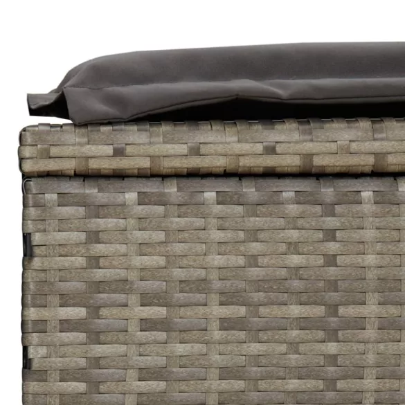 kétszemélyes szürke polyrattan napozóágy párnákkal