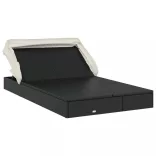 2 személyes fekete polyrattan napágy tetővel 213 x 118 x 97 cm