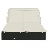 2 személyes fekete polyrattan napágy tetővel 213 x 118 x 97 cm