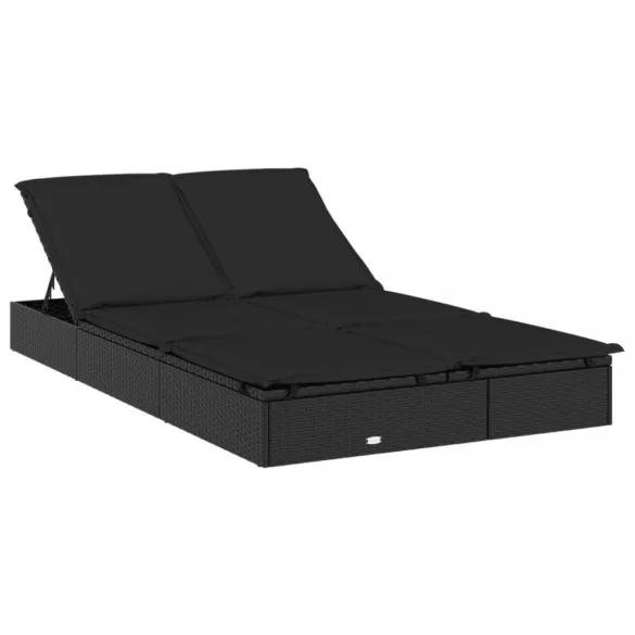 2 személyes fekete polyrattan napágy tetővel 213 x 118 x 97 cm