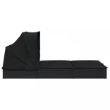 2 személyes fekete polyrattan napágy tetővel 213 x 118 x 97 cm