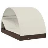 2 személyes barna polyrattan napágy kerek tetővel 211x112x140cm