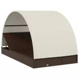 2 személyes barna polyrattan napágy kerek tetővel 211x112x140cm