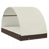 2 személyes barna polyrattan napágy kerek tetővel 211x112x140cm