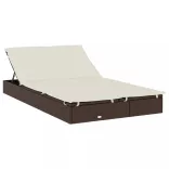 2 személyes barna polyrattan napágy kerek tetővel 211x112x140cm
