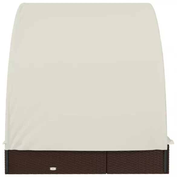 2 személyes barna polyrattan napágy kerek tetővel 211x112x140cm