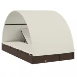 2 személyes barna polyrattan napágy kerek tetővel 211x112x140cm