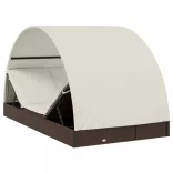 2 személyes barna polyrattan napágy kerek tetővel 211x112x140cm