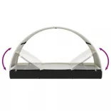 2 személyes fekete polyrattan napágy kerek tetővel 213x118x97cm