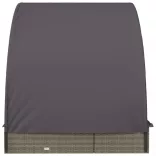 2 személyes szürke polyrattan napágy kerek tetővel 211x112x140