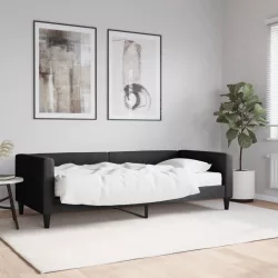 fekete szövet kanapéágy matraccal 90 x 200 cm