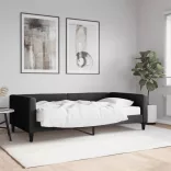 fekete szövet kanapéágy matraccal 100 x 200 cm