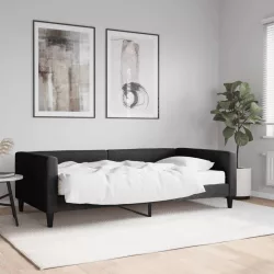 fekete szövet kanapéágy matraccal 100 x 200 cm