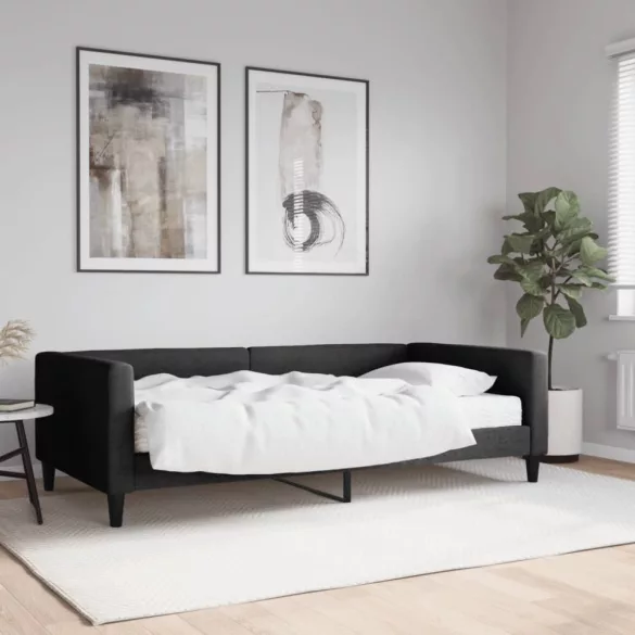 fekete szövet kanapéágy matraccal 100 x 200 cm