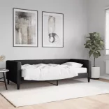 fekete szövet kanapéágy matraccal 90 x 190 cm