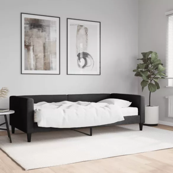 fekete szövet kanapéágy matraccal 90 x 190 cm