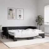 fekete kihúzható szövet heverő 90x200 cm