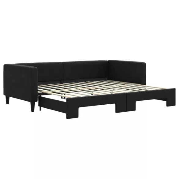 fekete kihúzható szövet heverő 90x200 cm