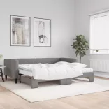 sötétszürke kihúzható szövet heverő matraccal 90 x 200 cm