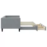 világosszürke kihúzható szövet heverő fiókokkal 80 x 200 cm