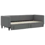 sötétszürke kihúzható szövet heverő fiókokkal 80 x 200 cm