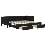 fekete kihúzható szövet heverő fiókokkal 90 x 200 cm