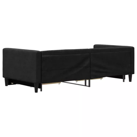 fekete kihúzható szövet heverő fiókokkal 90 x 200 cm