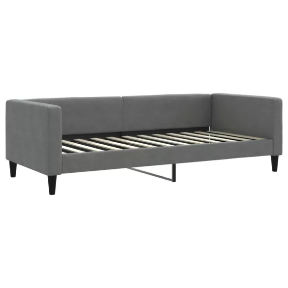 sötétszürke kihúzható szövet heverő fiókokkal 90 x 200 cm