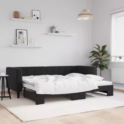 fekete kihúzható bársony heverő 80 x 200 cm