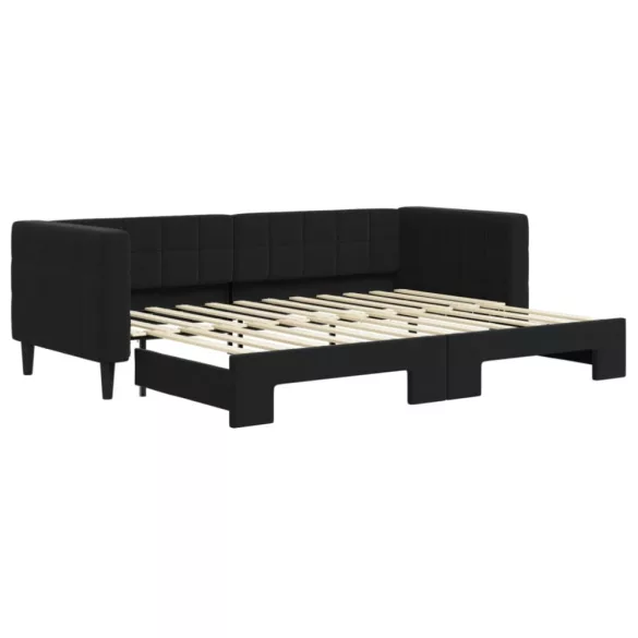 fekete kihúzható bársony heverő 80 x 200 cm
