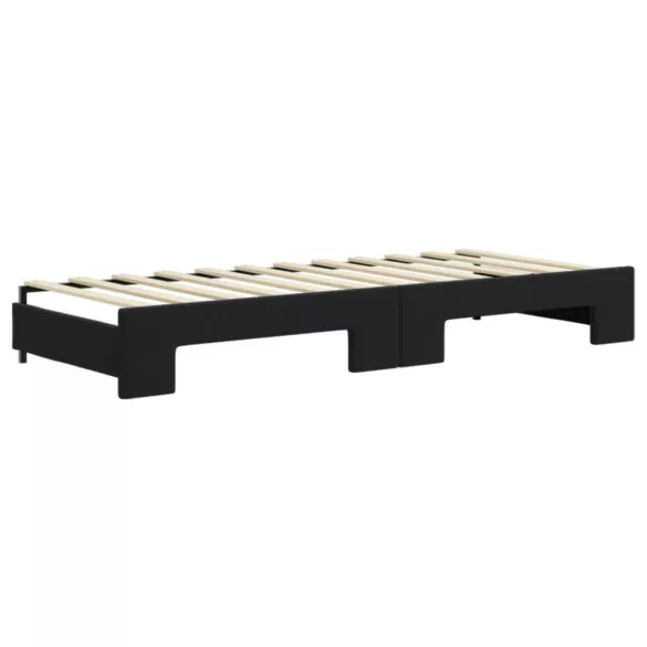 fekete kihúzható bársony heverő 80 x 200 cm