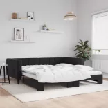 fekete kihúzható bársonyheverő 100 x 200 cm