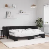 fekete kihúzható bársony heverő matraccal 80 x 200 cm